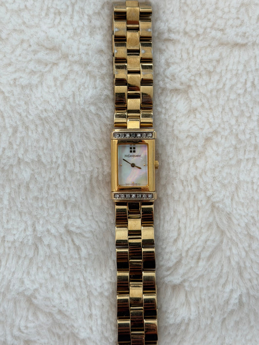 vintage 90's yves saint laurent pearl dial "reverso"