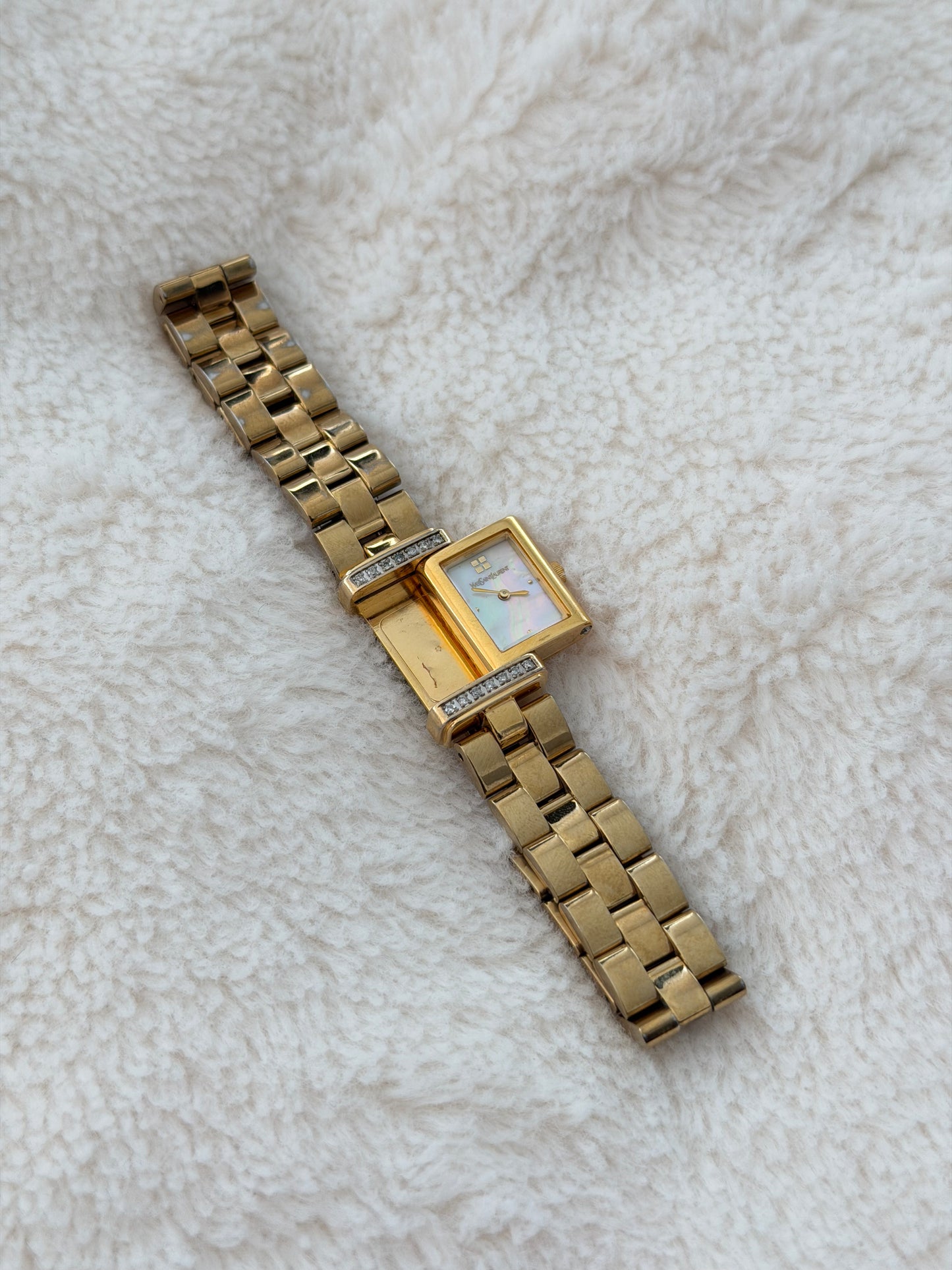 vintage 90's yves saint laurent pearl dial "reverso"